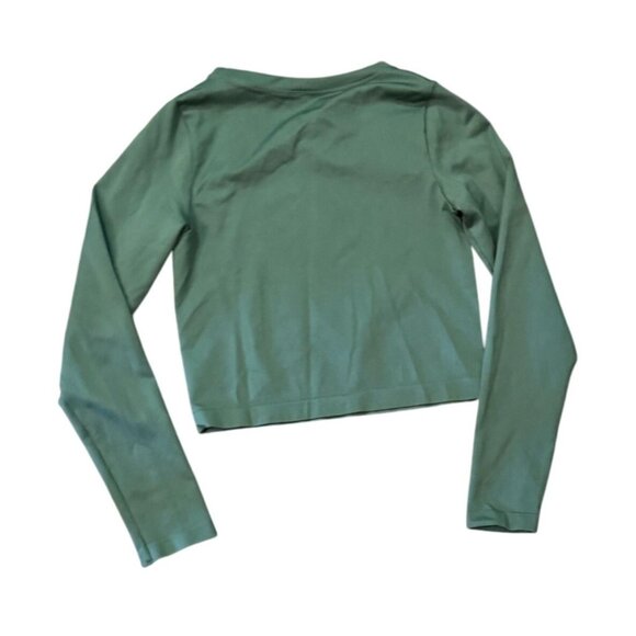 Womens S/M Green Long Sleeve Crop Top - Picture 3 of 4